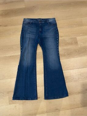 Michael Kors Dark Blue Flare Jeans with Side Studs